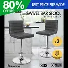 ALFORDSON 2x Bar Stools Ruel Kitchen Swivel Chair Leather Gas Lift GREY