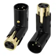 Adjustable 3-PIN Right Angle XLR Adapter 2 Pack,90 Degree XLR Male to Female ...