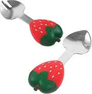 NOLITOY Led Weaning Supplies Boys and Girls Fork and Spoon Set Short Handle Training Tableware