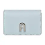 【FURLA 芙拉】FURLA MOON銀字LOGO小牛皮2卡扣式名片夾(淺藍)