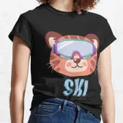 Tiger Ski Goggles Funny Retro hobbies Gift Cotton Tee for Men & Women S-3XL