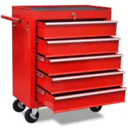 NNEVL Workshop Tool Trolley 5 Drawers Red