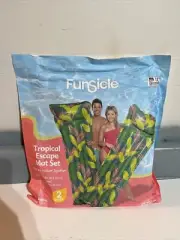 Set of 2 Funsicle Pool Mats 66-24” Tropical Escape Floating Pool Mats