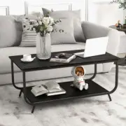 Costway Coffee Table with 2-Tier Storage Shelf for Living Room