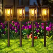 Solar Pathway Lights Outdoor,Upgraded Solar Outdoor Lights,Bright Solar Garden Lights Outdoor Waterproof,Auto On/Off Outdoor Solar Lights (4 Pack)
