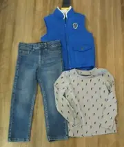 Buffalo David Bitton 3pc set Vest. Jeans, T-shirt BLUE Little Boy's Sz 3T-5 NWT