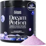Sweet Dreams Dream Potion Sleep Support Blend with Magnesium Glycinate, Glycine, L-Theanine & Chamomile - Sugar Free Blueberry Flavor (30 servings)