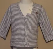 BOYS 0-3 months Baby GAP Snap Front Striped Cardigan Jacket blue & white NWT