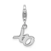 Sterling Silver Amore La Vita Rhodium-Plated Polished Xo Charm With Fancy Lobster Clasp