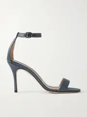 [Manolo Blahnik] Manolo Blahnik - Chaos 90 Satin Sandals - Navy - IT40 IT 40 Blue