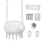Hammock Swing Chair Hanging Cotton Rope Outdoor Indoor with Cushion Hardware Kit