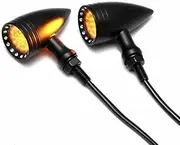 TDR 2pcs Black Mini Bullet LED Indicators Blinkers Turn Signal 10mm Universal Fit For Dyna/Softail
