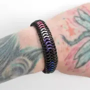 Genderfluid pride stretchy bracelet, handmade chainmail Euro 6 in 1 weave