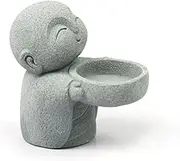 HYFAN Small Sandstone Buddha Statue Zen Monk Sculpture Candle Holder Figurine Imitation Bluestone Design Praying Ornament Home Office Feng Shui Decor for Bringing Good Luck Wealth (Jizo Monk)