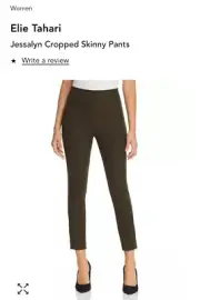 Elie Tahari Jessalyn Capri Jegging Pant Olive Green, Side Zipper XL $248 Msr