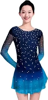 [Zagitova] Ice Figure Skating Dress For Girls Gradient Long Sleeve with Shiny Rhinestone Competition Dance Outfit