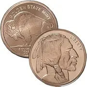 Katy Craig 5oz .999 Buffalo Nickel Indian Fine Copper Round with Capsule Size XL (64mm) Large