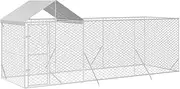 Dog Kennel Outdoor, Outside Kennel with Door & Roof, Lockable Latch System Dog Pen Dog Fence Outdoor Dog Enclosure Dog Exercise Pen for Small/Medium Dogs, Silver 6x2x2.5 m
