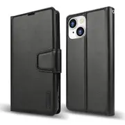 ZUSLAB iPhone 13 Mini Case, Hanman Leather Credit Card Wallet Flip Case for Apple (2021) - Black
