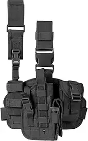 Tactical Drop Leg Holster Thigh Holster with Magazine Pouch,Thigh Pistol Gun Holster Tactical Adjustable for Right and Left Handed Black A ﻿