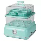 Nostalgia Egg Cooker Blue Cool-Touch Handles Built-In Timer Poaching Tray 14-Egg