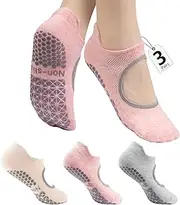 [ZenBeya] Non Slip Pilates Socks, Open Top Grip Yoga Socks for Women, Round Toe Yoga Slippers for Women