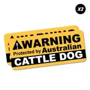 2x Warning Cattle Dog Sticker Aussie Car Flag 4x4 Funny Ute #5093EN