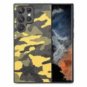 Anti-drop Phone Case for Samsung Galaxy S23 Ultra,Camouflage Pattern PU Leather Coated PC+TPU Cover