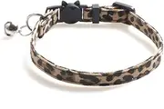 Quick Separation cat Collar with Bells Leopard Print cat Collar Durable Safety pet Collar Safety Adjustable Dog Collar-C_1.0 x 28 m