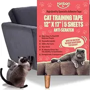 Cat Scratch Deterrent Tape - 12 in X 17 in X-Large Sheets | Anti Scratch Tape for Cats | 100% Transparent Clear Double Sided Training Tape | Pet & Kid Safe | Furniture, Couch, Door Protector