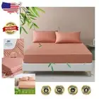Ultra-Soft 100% Viscose Bamboo Fitted Sheet for Hot Sleepers - Coral King