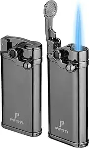 PIPITA Torch Lighter 2 Pack Single Jet Flame Refillable Butane Torch Lighters Gas Lighter with Punch Metal Lighter (Butane NOT Include) (Lighter)