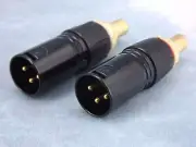 Maze Audio Male XLR Plug To RCA Jack Adapters, Pair, Left & Right, Gold Contacts
