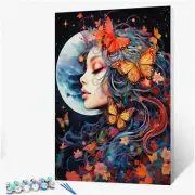 Butterfly Beauty Paint by Number Kit - DIY Digital Portrait Painting on Canvas f
