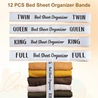 12Pcs Bed Sheet Organizer Bands Set Elastic Bedding Straps King Full Twin AmVSA