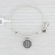New Alex and Ani Initial U Bangle Charm Bracelet Rafaelian Silver Expandable