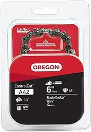 Oregon A42 ControlCut Chainsaw Chain for 6-Inch Saw, Fits Black & Decker Alligator Lopper, Worx JawSaw