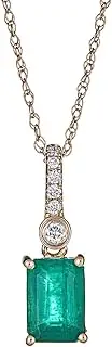 [Gin & Grace] 10K Yellow Gold Natural Zambian Emerald Pendant With Natural Diamonds For Women Ethically, Authentically & Organically Sourced Emerald Shape Emerald Hand-Crafted Jewelry For Her