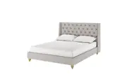 Vilania Tufted Fabric Bed Frame with Headboard - Grey - Queen - Grey