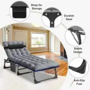BOZTIY Sleeping Cot 26.8" Portable Folding Polyester +Adjustable Backrest Gray