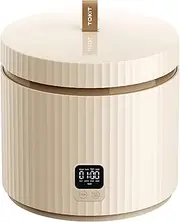 [TOKIT] Rice Cooker 1.5 L Pro Rice Cooker Small Mini but Multifunctional with Display Touch Button for 1-3 People Ceramic Coated Non-Stick Inner Travel Pot (White)