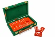 Double Six Professional Jumbo Size Dominoes Set Red., Green Velour Attaché Case