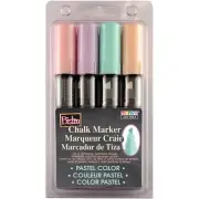 Uchida Bistro Chalk Marker Chisel Tip Set 4/Pkg-Pastel Yellow,Pink,Green & Blue