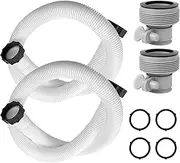 2 Pack 1.5" Diameter 29060E Pool Hoses for Above Ground Pools, 59" Pump Hoses Replacement for 1500 GPH In-tex Filter Pumps Saltwater Systems Sand Filters, with 4 Gaskets, White