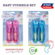 Spoon+Fork Set Baby Kid Baby Utensils Self Feed Toddler Feeding Training Cutlery