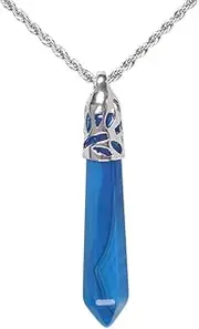 JUSTINSTONES Hexagonal Pointed Reiki Chakra Pendant Stainless Steel Chain Necklace 20 Inch Iron Gift Box, Stone, Agate