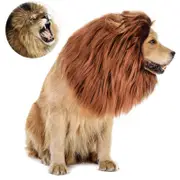 Catzon Dog Lion Mane Halloween Realistic Funny Lion Mane Lion Wig for Medium to Large Sized Dogs-RedBrown