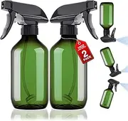 2 Packs Plastic Spray Bottles 360° Water Spray Bottle for Cleaning - 10 oz/300 ml Upside Down Spray Bottle Refillable Small Squirt Bottle with Adjustable Nozzle for Hair, Cooking, Plant, Pet (Green)