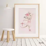 Baby, Girl Nursery Wall Art Prints Ballerina, Kitten, Roses, Flamingo, Name Art