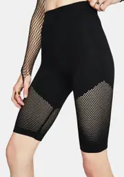 Noir 10% Luck Mesh Panelled Biker Shorts